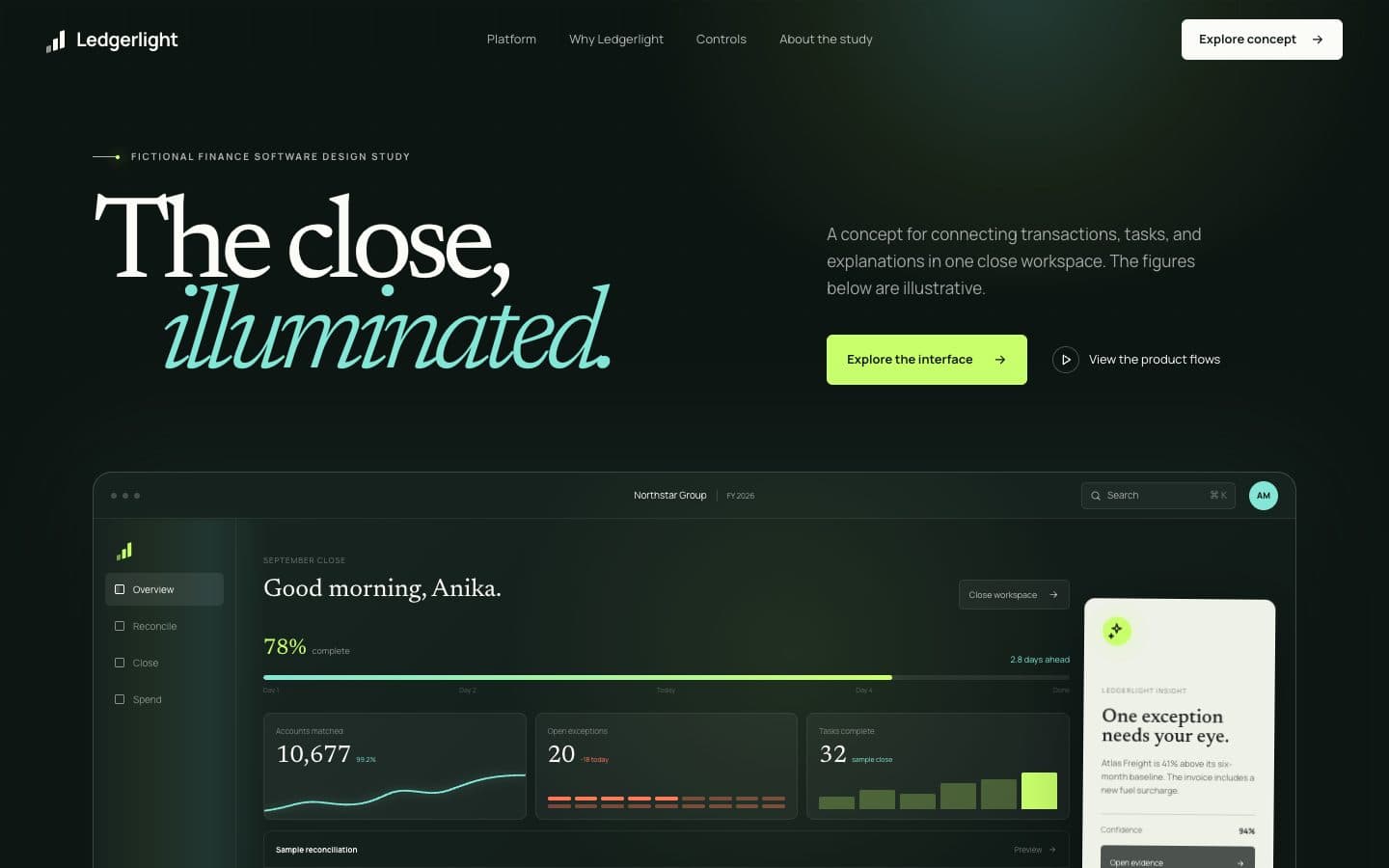 Ledgerlight concept screenshot